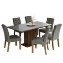 Ver imagem 3 de Conjunto Sala de Jantar Mesa Tampo de Vidro 6 Cadeiras Rustic/cinza/silver Geórgia Madesa