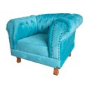 Ver imagem 1 de Conjunto c/ 2 Poltronas Chesterfield Duque Suede Azul Tiffany Para Sala, Tv, Estar, Recepção , decor