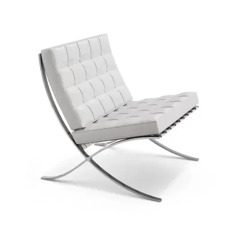 Poltrona Barcelona Cromada Sintético - Branco