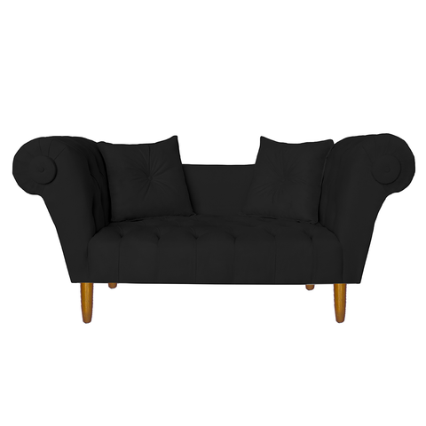 Namoradeira Recamier Sofá Decorativo 02 Lugares Dubai Corino Preto - Incasa Decor