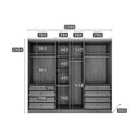Ver imagem 3 de Modulado de Quarto Guarda Roupa Rizon C/ 6 Portas e 8 Gavetas Freijo Cumaru C/ Fendi - Novo