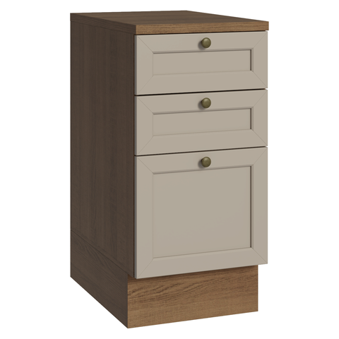 Balcão de Cozinha 40 cm 3 Gavetas Rustic/Crema Vik Madesa