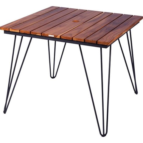 Mesa Quadrada Tarsila Madeira Teca Estrutura Aço Carbono Ecoclear Grafite Tramontina