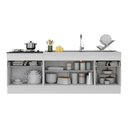 Ver imagem 5 de Kit com 2 Balcões de Cozinha 150cm e 70cm com Rodapé Veneza Multimóveis V2108 Branco/preto