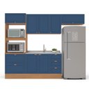 Ver imagem 5 de Cozinha Pérola 270cm com Rodapé 4 Peças Azul/Freijó Yescasa