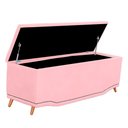 Ver imagem 5 de Calçadeira Baú Casal Estofada Maitê Veludo Cor Rosa Bebe