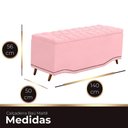 Ver imagem 4 de Calçadeira Baú Casal Estofada Maitê Veludo Cor Rosa Bebe