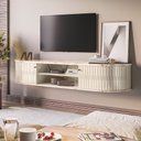 Ver imagem 1 de Rack Tv 75 Pol 183cm Bancada Suspenso Ripado Aurenzo Calacata/off White M20 - D’Rossi
