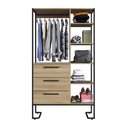 Ver mais imagens de Quarto Adulto Industrial com Roupeiro Closet Cômoda e Mesa de Cabeceira Cor:Carvalho Oak com Preto