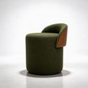 Ver imagem 3 de Puff Orgânico Belli em Linho Premium Verde e Encosto Corino Caramelo Sapatas Plasticas