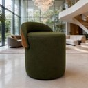 Ver imagem 4 de Puff Orgânico Belli em Linho Premium Verde e Encosto Corino Caramelo Sapatas Plasticas