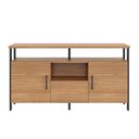 Ver imagem 2 de Balcão Industrial para Sala 135cm MDF Dalla Costa Casa Lar Cor:Freijó com Preto Fosco