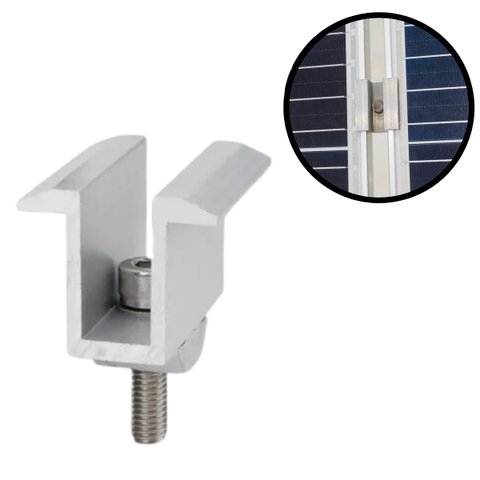 Fixador Grampo Intermediário Middle Clamp Linha C Placa Painel Solar Alumínio e Inox | Perfil Master