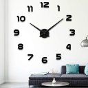 Ver imagem 1 de Super Relógio de Parede 50cm Preto 3d Adesivo Decorativo Luxo Quartz