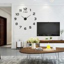 Ver imagem 7 de Super Relógio de Parede 50cm Preto 3d Adesivo Decorativo Luxo Quartz