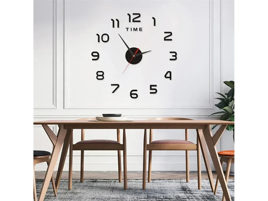 Ver mais imagens de Super Relógio de Parede 50cm Preto 3d Adesivo Decorativo Luxo Quartz