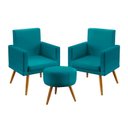 Ver imagem 1 de Kit 2 Poltronas Nina Rodapé e Puff Solar Suede Azul Turquesa Aradecor