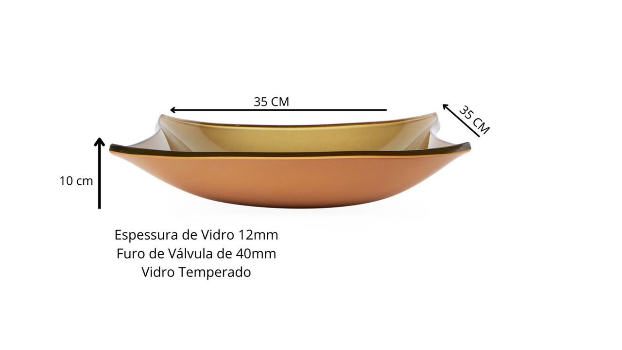 Kit Cuba quadrada Dourado + Torneira Absolute Cromada + Válvula - 4