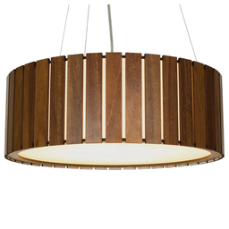 Pendente Redondo Mdf Ripado 40cm – Madeira Imbuia, Bivolt - 1