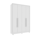 Ver imagem 2 de Guarda Roupa Solteiro MDF 4 Portas 2 Gavetas com Pés 165cm Dinamarca Branco - TCIL Móveis