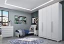 Ver imagem 1 de Guarda Roupa Solteiro MDF 4 Portas 2 Gavetas com Pés 165cm Dinamarca Branco - TCIL Móveis