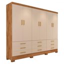 Ver imagem 3 de Guarda-roupa Casal San Diego 6 Portas 9 Gavetas Canelato/brilho - Panorama Móveis