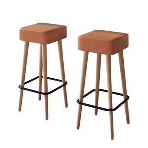 Kit 2 Banquetas Alta Megan Balcão Bar Bancada Bistrô Gourmet Estrutura Pés Madeira Natural - Cores -