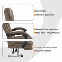 Ver imagem 6 de Kit 2 Cadeiras Presidente Oficial Ergonômica com Apoio para Pés Base Giratória Bege
