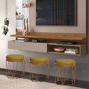 Ver imagem 3 de Puff Babu Bronze Suede Mostarda Metal Móveis