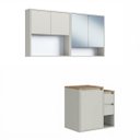 Ver imagem 1 de Conjunto Banheiro Suspenso Gabinete e Espelheira Bahamas 120cm Arenas Cj102