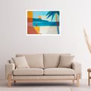 Ver imagem 1 de Quadro Decorativo Praia Abstrato - 50x70cm:moldura Preta