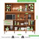 Ver imagem 6 de Cozinha Compacta 6 Portas 2 Gavetas com Bancada e Pés Reguláveis 162x193x39cm Cinamomo/Off-White