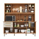 Ver imagem 5 de Cozinha Compacta 6 Portas 2 Gavetas com Bancada e Pés Reguláveis 162x193x39cm Cinamomo/Off-White