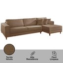 Ver imagem 3 de Sofá Cronos 03 Metros Chaise Lado Direito Meu Sofá Online B016 Veludo Marrom