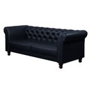 Ver imagem 1 de Sofá Decorativo Sala de Estar Chesterfield 3 Lugares 200cm Couro Azul Marinho - Mozzelar