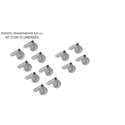 Kit 16 Rodinhas Rodizios Fixos Transparente Rigida para Moveis 38mm