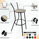 Ver imagem 3 de Banqueta Banco Alto Cozinha Alta Bar Bistro Area Americana:bege