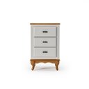 Ver imagem 2 de Mesa de Cabeceira 3 Gavetas Clássica Mdf Pés Luiz Xv Offwhite - Imbuia
