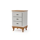 Ver imagem 1 de Mesa de Cabeceira 3 Gavetas Clássica Mdf Pés Luiz Xv Offwhite - Imbuia