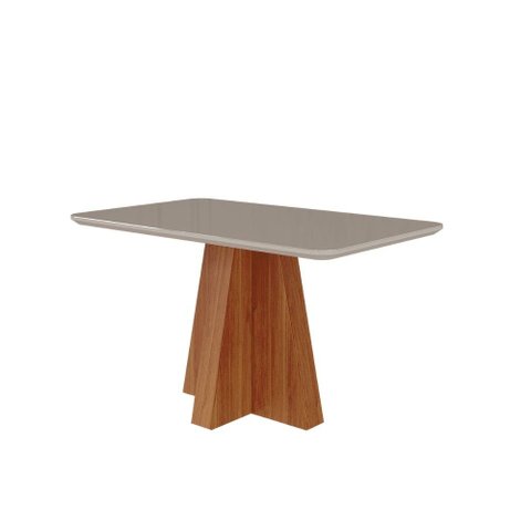 Mesa de Jantar Retangular 130x80cm Tampo Mdf/vidro Maite Cimol Cinamomo/off White