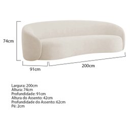 Kit Sofá 3 Lugares 200cm e 2 Poltronas Orgânica Luxo Recepção Amore Linho - 3