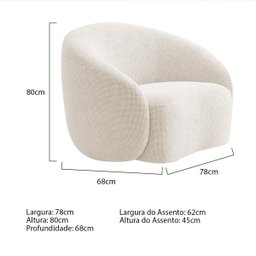Kit Sofá 3 Lugares 200cm e 2 Poltronas Orgânica Luxo Recepção Amore Linho - 4