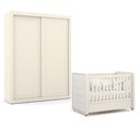 Ver imagem 1 de Berço Americano com Capitonê New Boucle e Guarda Roupa Tutto New 2 Portas Off White - Matic