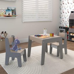 Conjunto de Mesa com 2 Cadeiras Goiania Cinza - 1