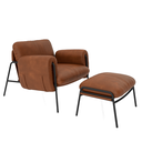 Ver imagem 1 de Kit Poltrona Cadeira Decorativa + Puf Serrana Zahav Estofado:Courino Sintético Marrom