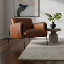 Ver imagem 3 de Kit Poltrona Cadeira Decorativa + Puf Serrana Zahav Estofado:Courino Sintético Marrom
