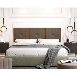 Painel Cabeceira Box King 1,95 Detalhe Madeira Suede Marrom - Comprar Moveis em Casa - 1