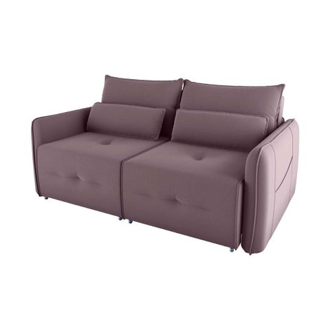 Sofá Cama 2 Lugares com Almofadas 205cm Celine Veludo Rosê Matrix