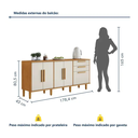 Ver imagem 4 de Balcão 5 Portas 2 Gavetas Lorena Kaiki Móveis - Nature/off