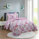 Ver imagem 1 de Colcha Patchwork Teen - Solteiro - Dupla Face - C/ Porta Travesseiro - Coelhinho Rosa - Rozac